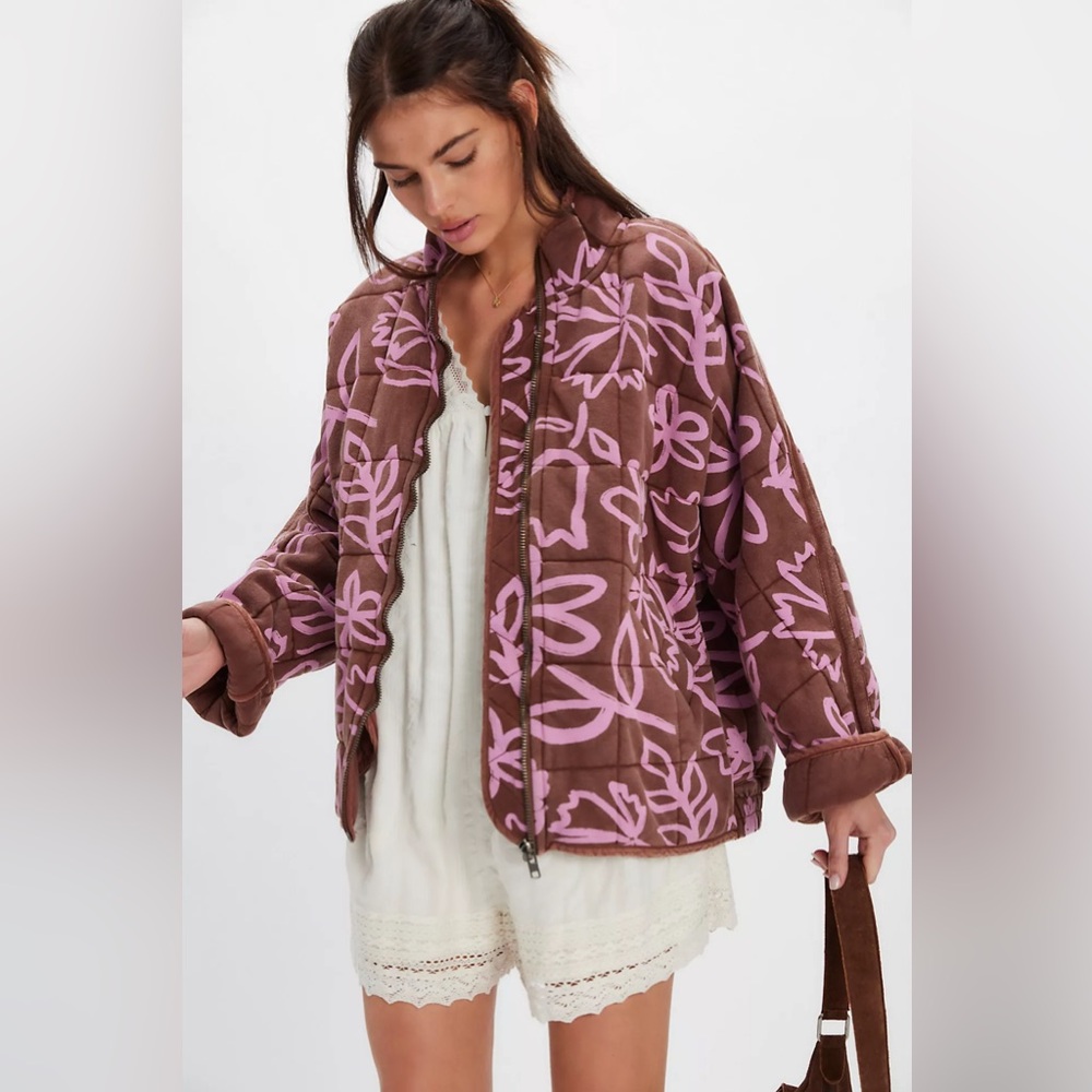 NWT Printed Dolman Quilted Knit Jacket~Chocolate Combo - Picture 3 of 4